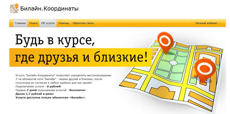 Услуга "Билайн Координты"